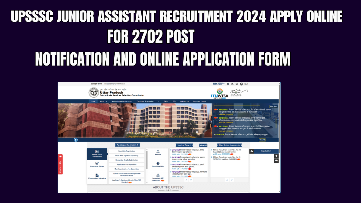 UPSSSC Junior Assistant Recruitment 2024 Apply Online