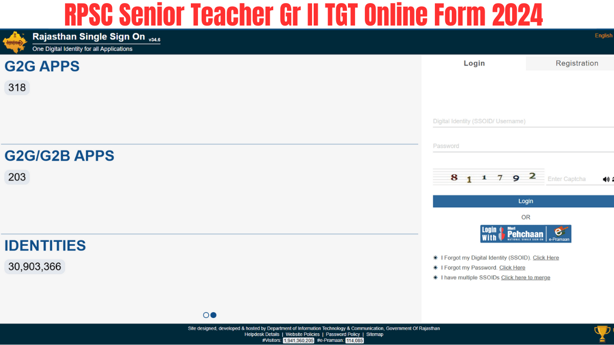 RPSC Senior Teacher Gr II TGT Online Form 2024