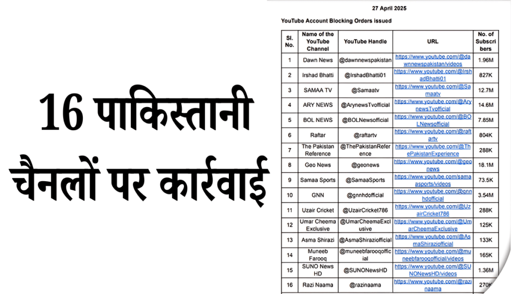 16 पाकिस्तानी चैनलों पर कार्रवाई